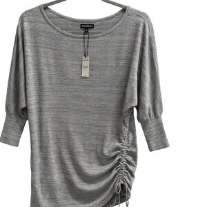 Express Heather Gray Ruched Women's Blouse